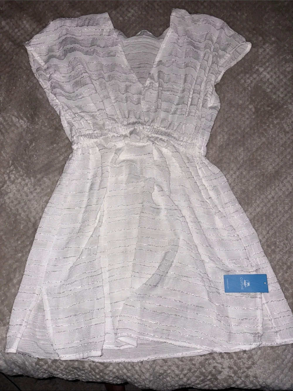 NEW White V-Neck Women’s Swim Cover-Up Dress s/m - Picture 6 of 8